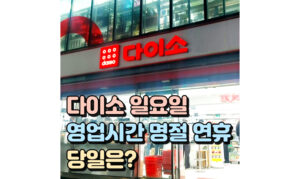 Read more about the article 다이소 일요일 영업시간 명절 연휴 그리고 당일은?