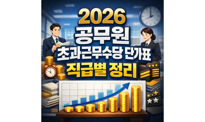 Read more about the article 2026 공무원 초과근무수당 단가표 직급별 정리